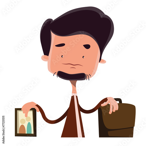 Businessman devided between family and job vector cartoon