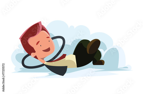 Man in clouds dreaming vector illustration cartoon character