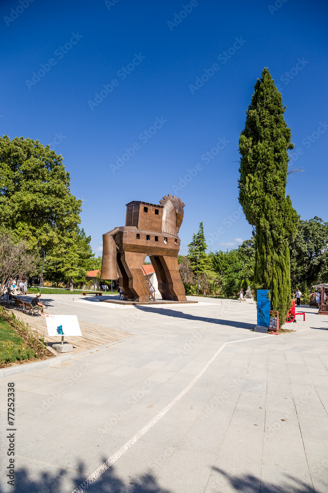 Troy, Turkey. A life-size model of a hypothetical Trojan horse