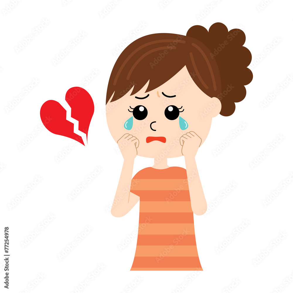 An illustration of a broken hearted young woman An illustration of a broken hearted young woman