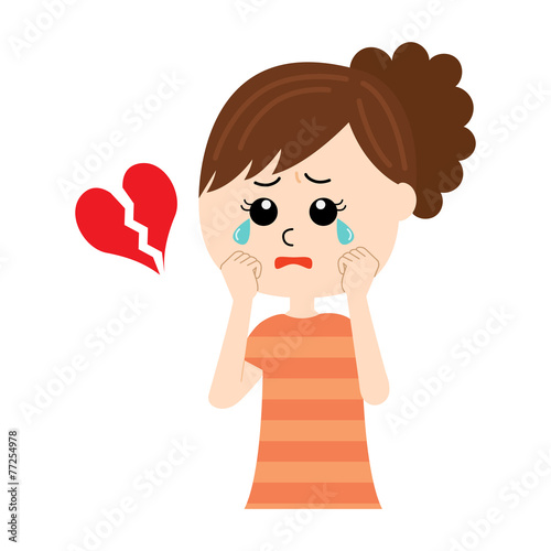 An illustration of a broken hearted young woman