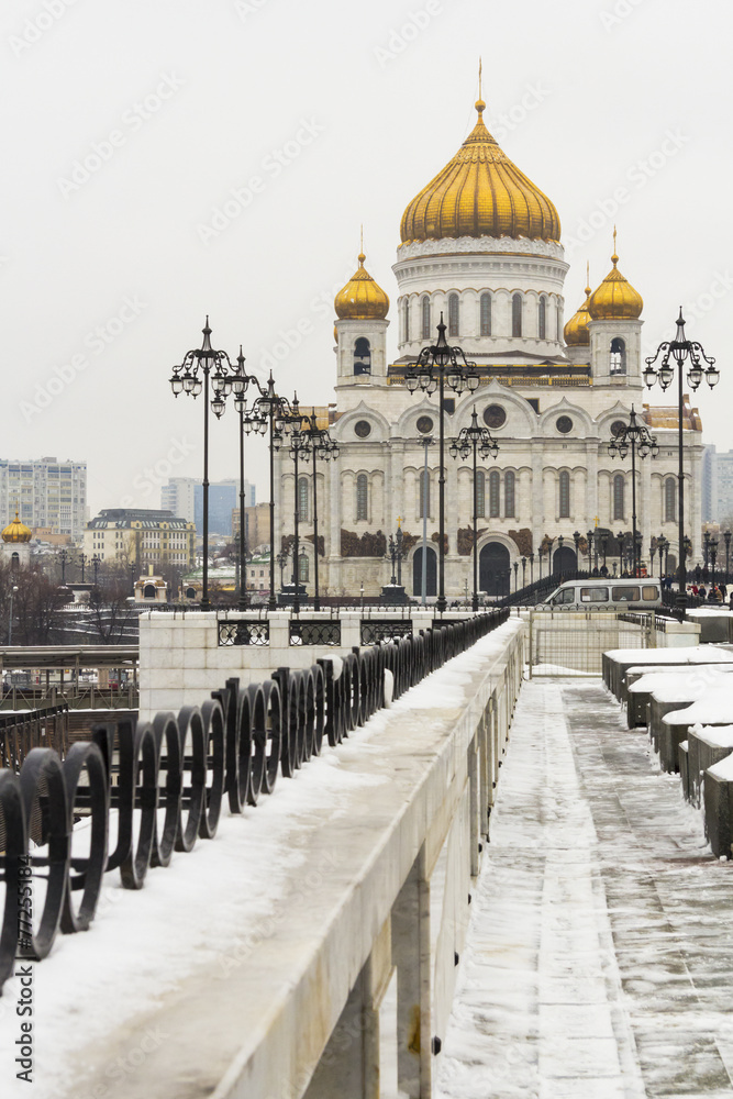 Obraz premium Храм Христа Спасителя, Москва, Россия, зимний вид