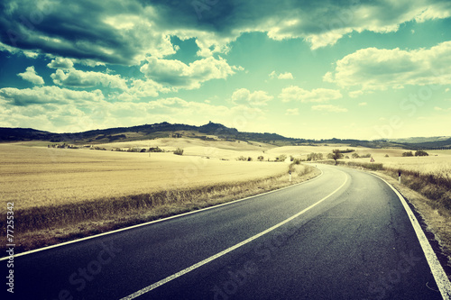 asphalt road in Tuscany Italy