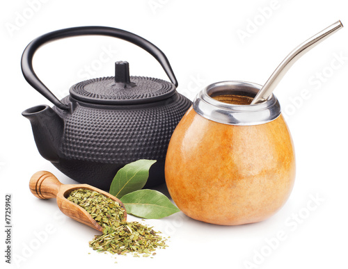 still life with mate yerba and teapot