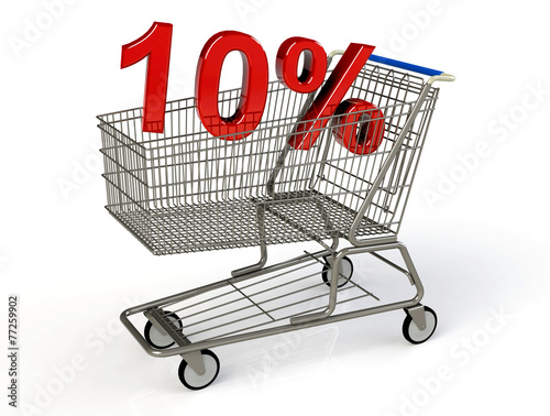 discount 10%, supermarket shopping cart
