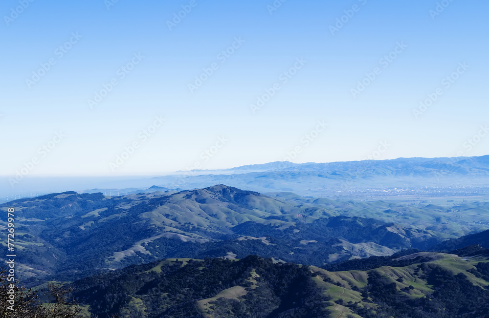 Wide Angle View South From Mount Diablo California