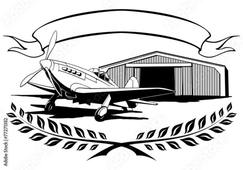 vintage airplane propeller, aeroclub standing on the airfield ne