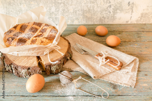 Neapolitan pie with wheat and ricotta photo