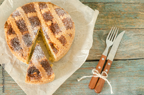 Obraz na plátne Neapolitan pie on wrapping paper
