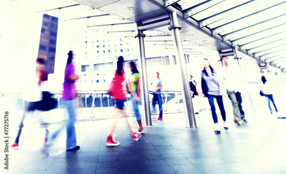 Fototapeta premium People Walking Commuter City Commuter Concept