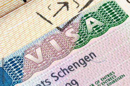 Schengen visa in the passport photo