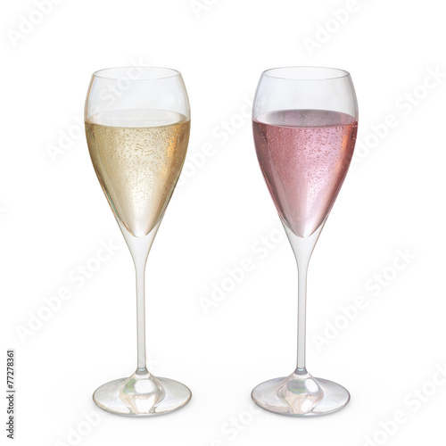 Champagne Tulip Glasses set with liquid, clipping path included
