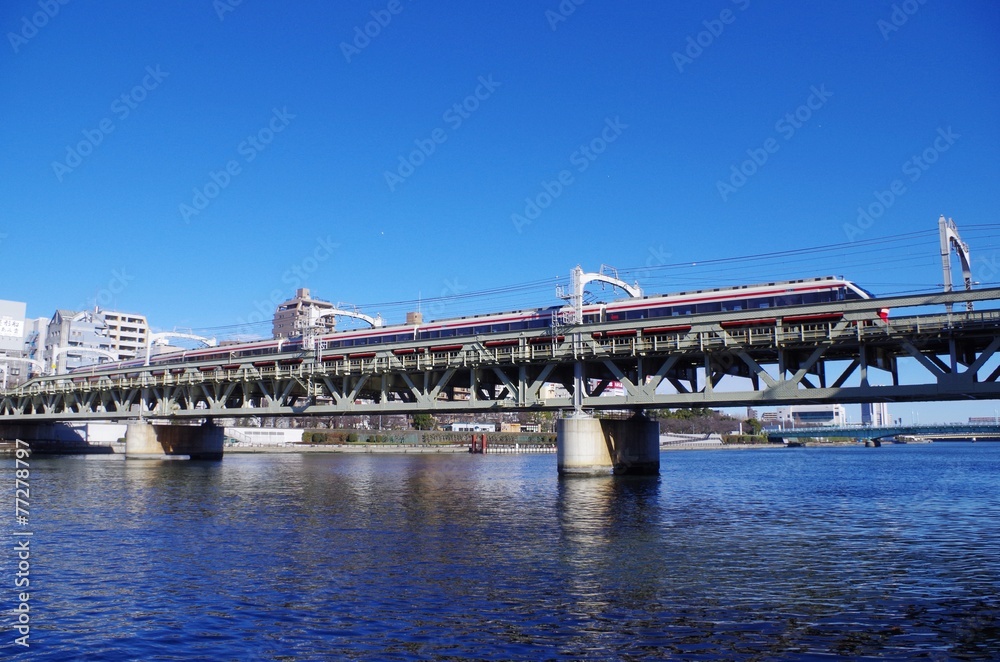 特急列車と鉄橋