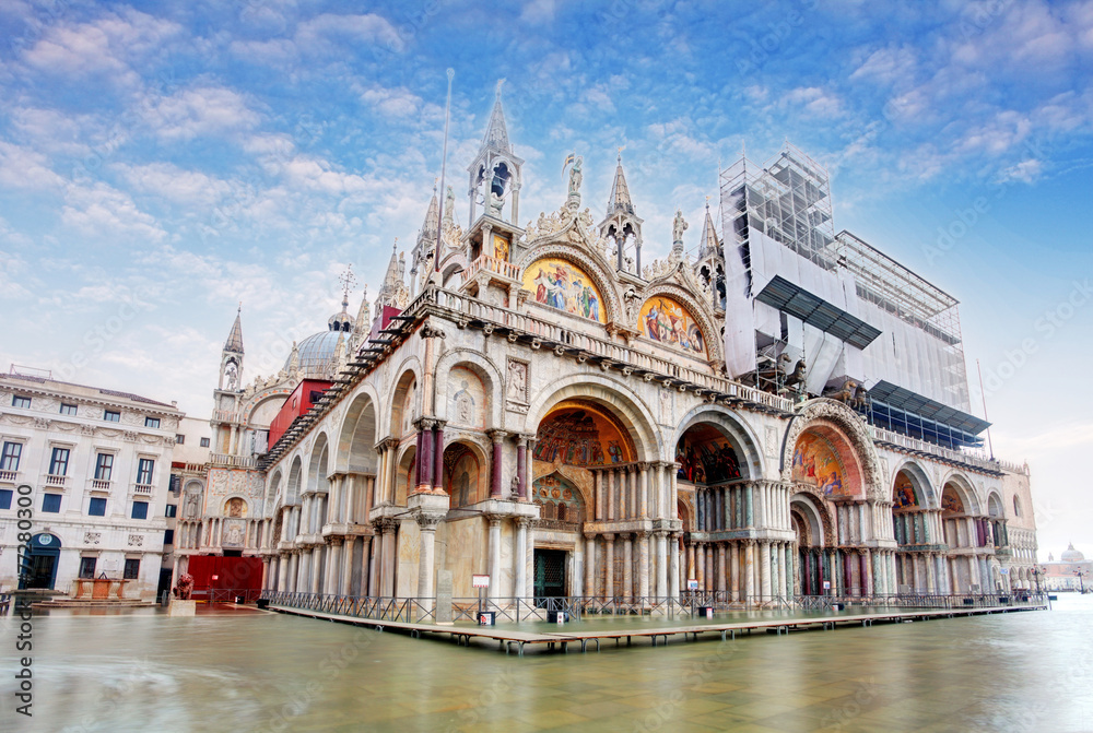 Basilica di San Marco under interesting clouds, Venice, Italy
