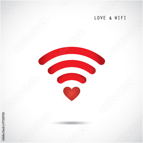 Heart shape and wifi sign. Happy valentine 's day background.