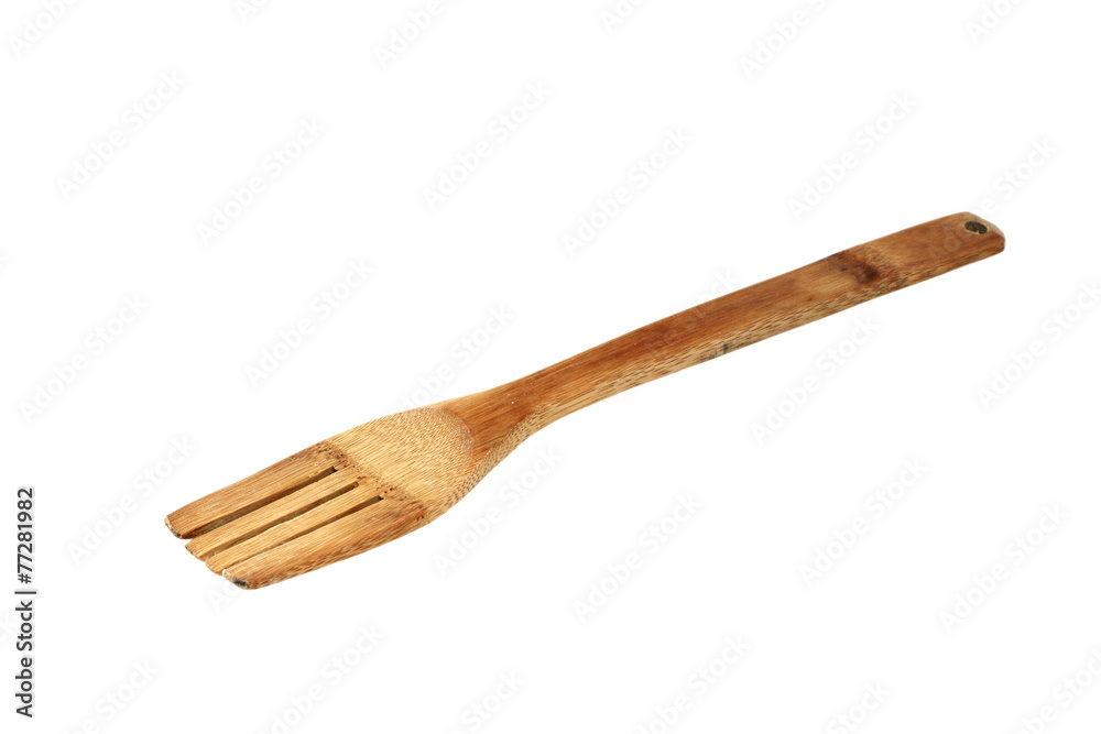 bamboo wood fork over white bamboo wood fork over white