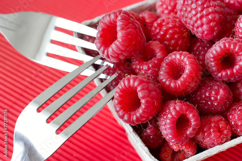 fresh red raspberries - fruit in the kitchen