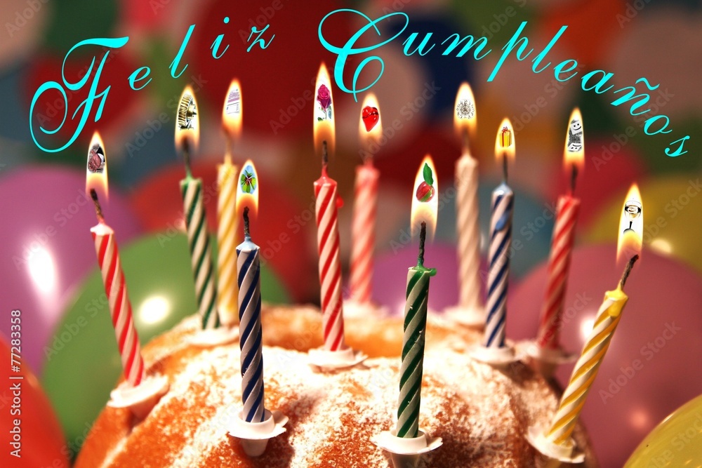 Feliz Cumpleaños - Symbole in den Flammen Stock Photo | Adobe Stock