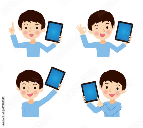 タブレットを持つ男の子