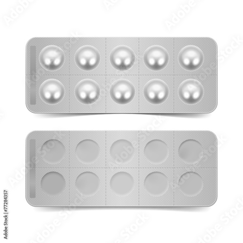 Vector Pack of Pills Isolated on White