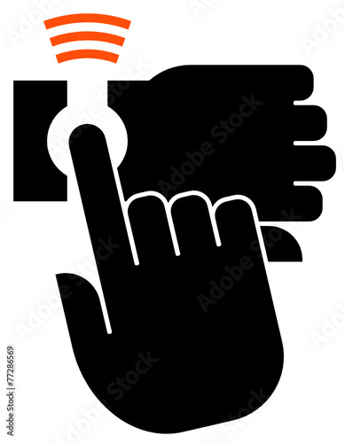 Finger touching smartwatch icon