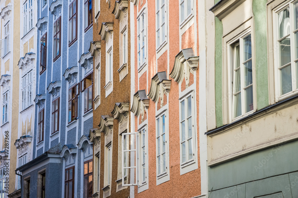 Baroque facades in Linz, Austria