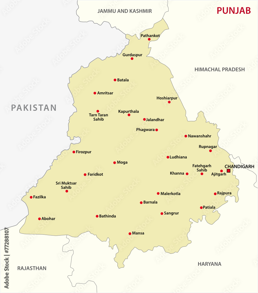 Phagwara In Punjab Map Punjab Map Stock Vector | Adobe Stock