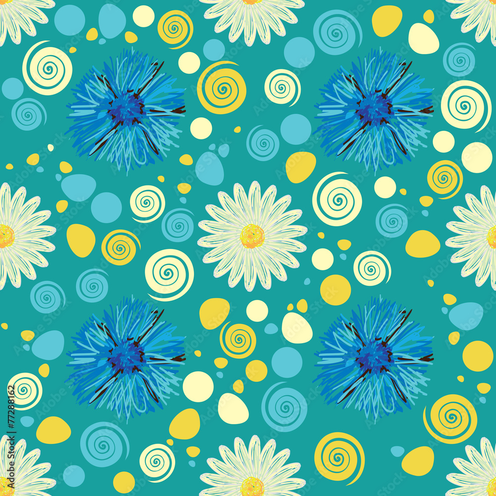 Seamless chamomiles and cornflowers pattern Seamless chamomiles and cornflowers pattern
