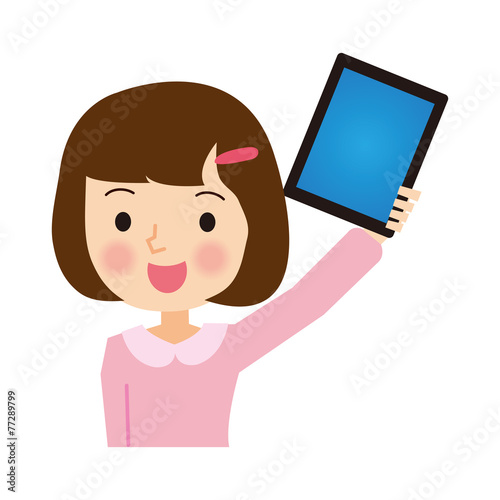タブレットを持つ女の子