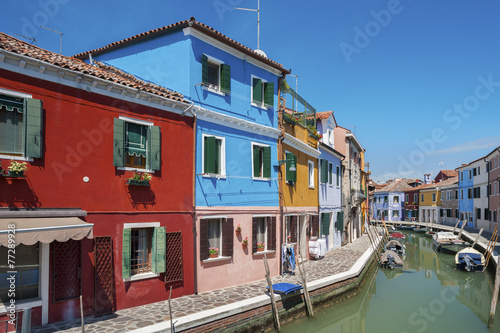 Colorful Residential house in Burano island, Venice, Italy. © leeyiutung