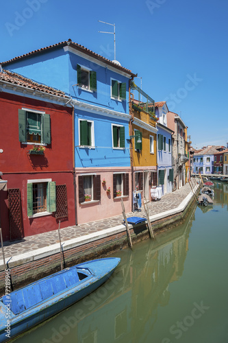 Colorful Residential house in Burano island, Venice, Italy. © leeyiutung
