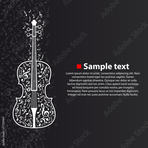 Vector violin with notes