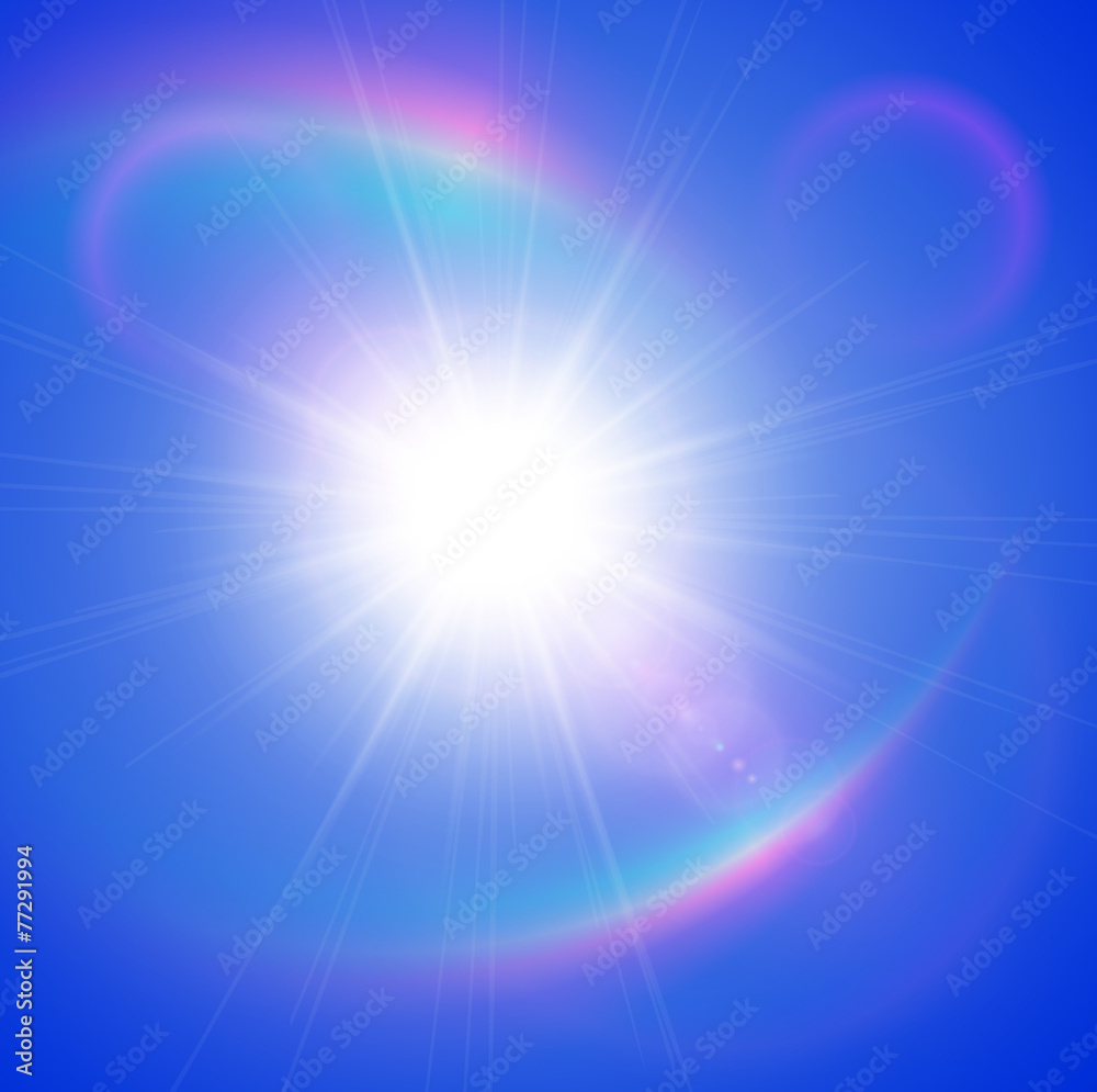 Sun with lens flare, rainbow effect Sun with lens flare, rainbow effect