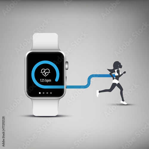 Fitness tracker application for smart watch concept with heart
