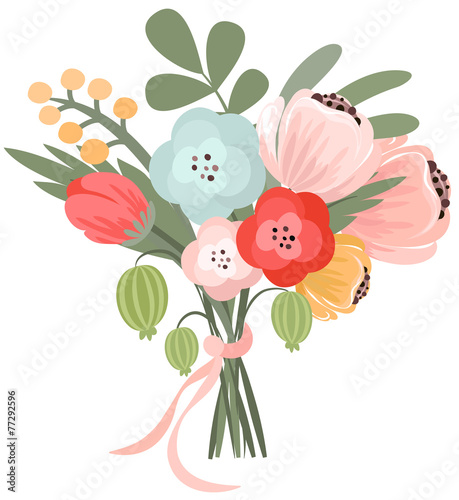 Vector illustration of beautiful bridal bouquet