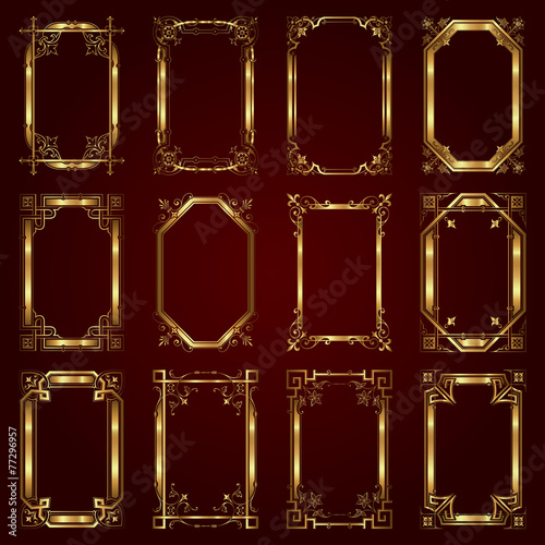 Vector set of decorative golden frames