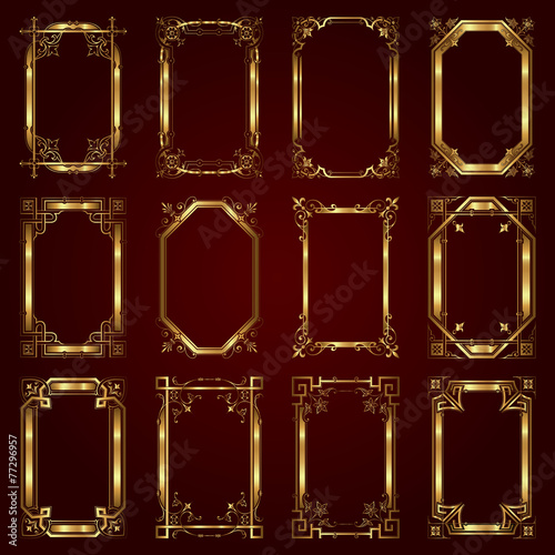 Vector set of decorative golden frames