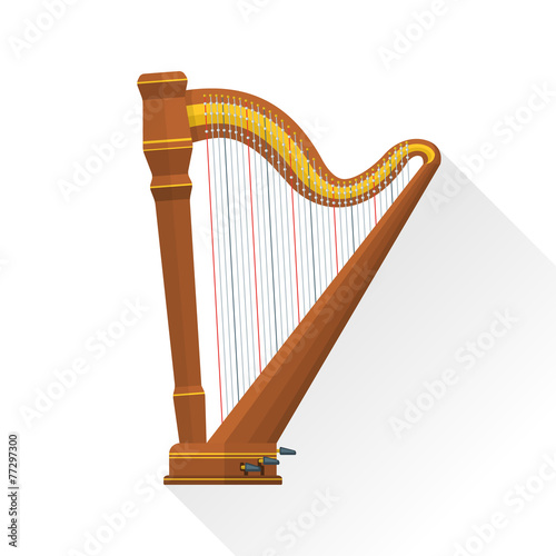 color flat style vector classical orchestral pedal harp