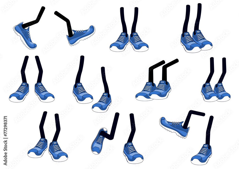 Cartoon vector walking feet in sneakers Stock Vector | Adobe Stock