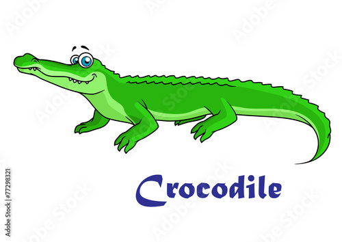 Colorful green cartoon crocodile