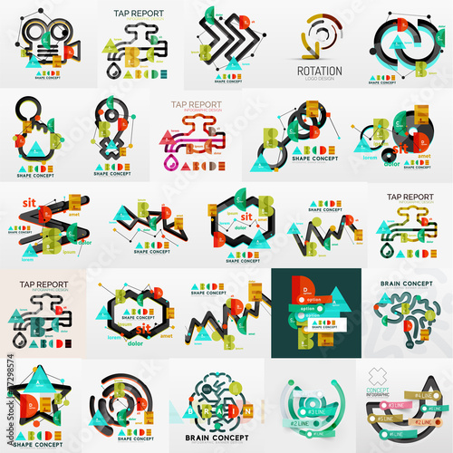 Vector mega collection of line and sticker infographics
