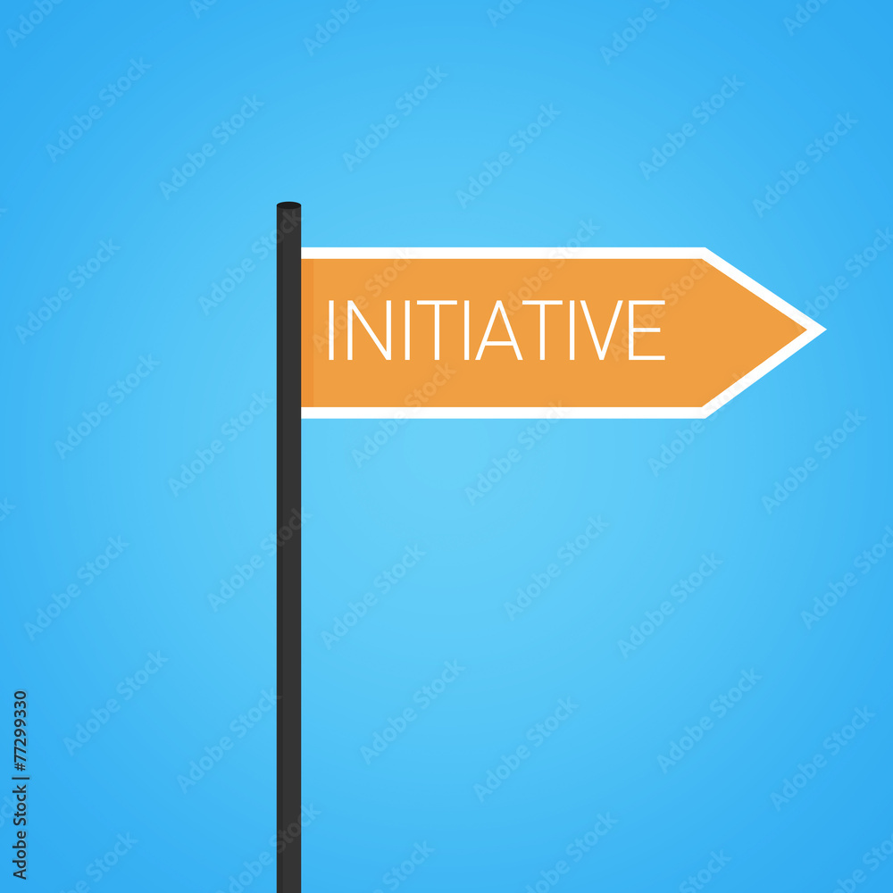 Initiative nearby, flat orange road sign Initiative nearby, flat orange road sign