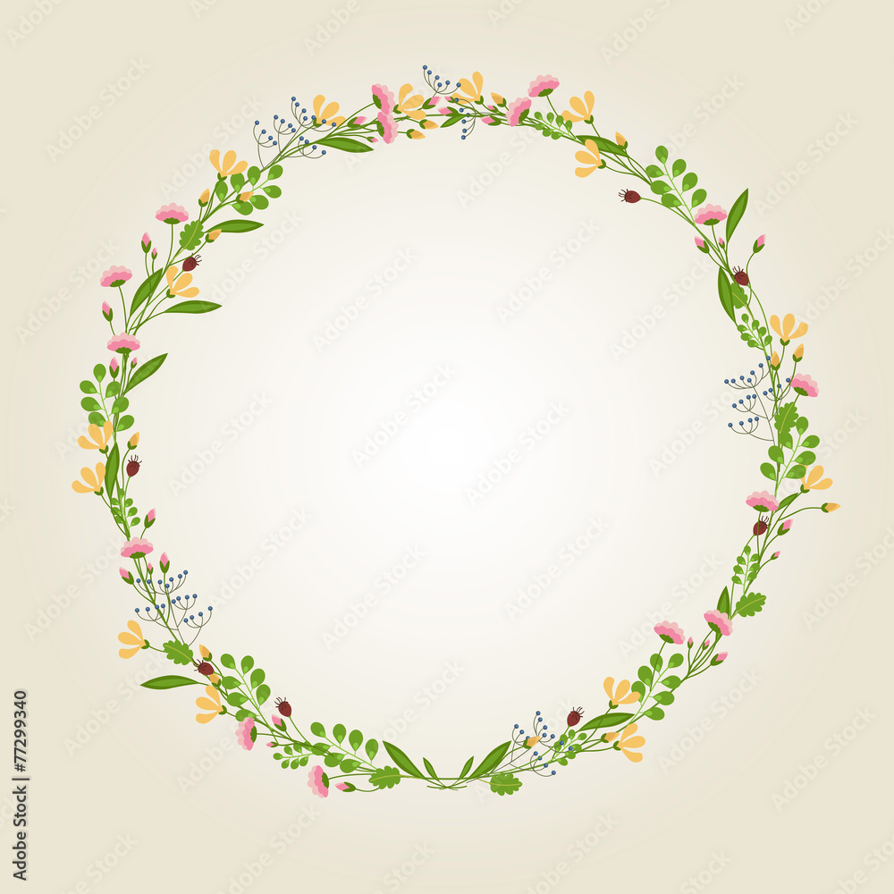 Flower Wreath Illustration - Vector