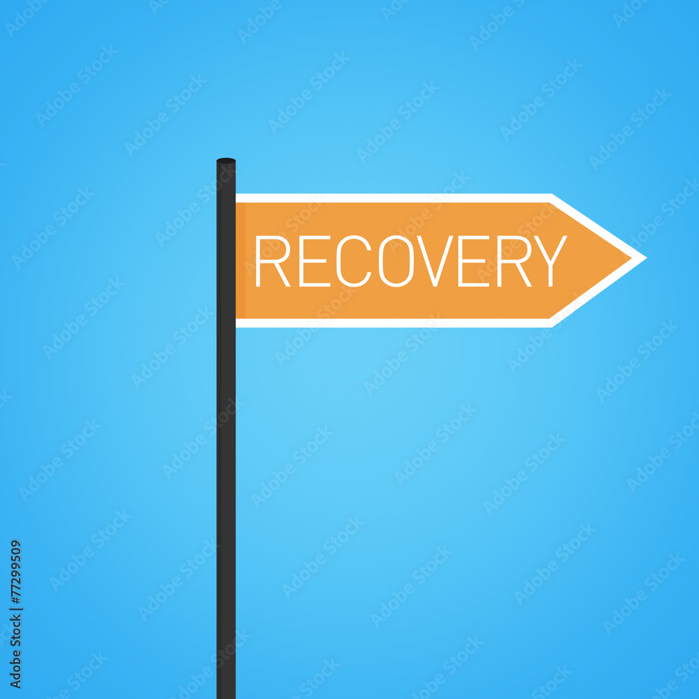 Recovery nearby, flat orange road sign