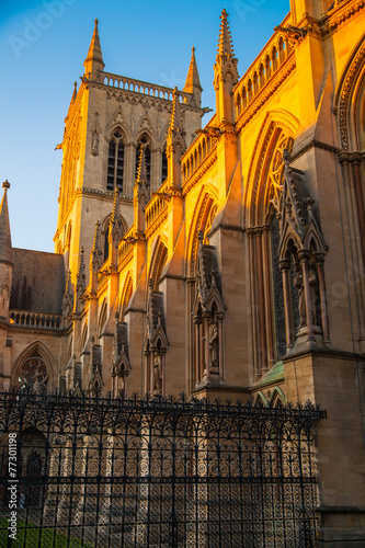 Cambridge, St. John college church in sunset