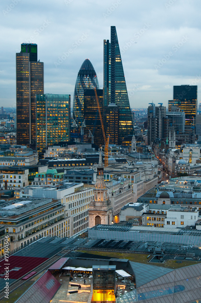 Fototapeta premium City of London panorama in sunset, view from St. Paul cathedral