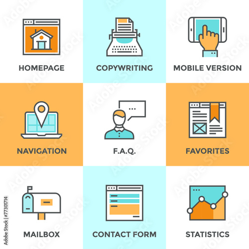 Website elements line icons set