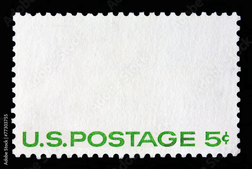 White postal stamp with the writing 