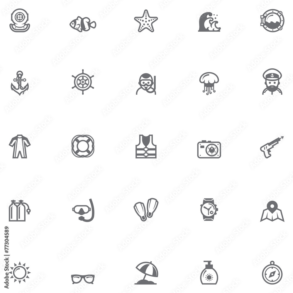 Sea vacations icon set Sea vacations icon set