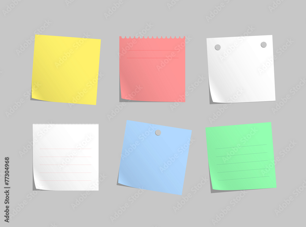 Set of different vector note papers. Set of different vector note papers.
